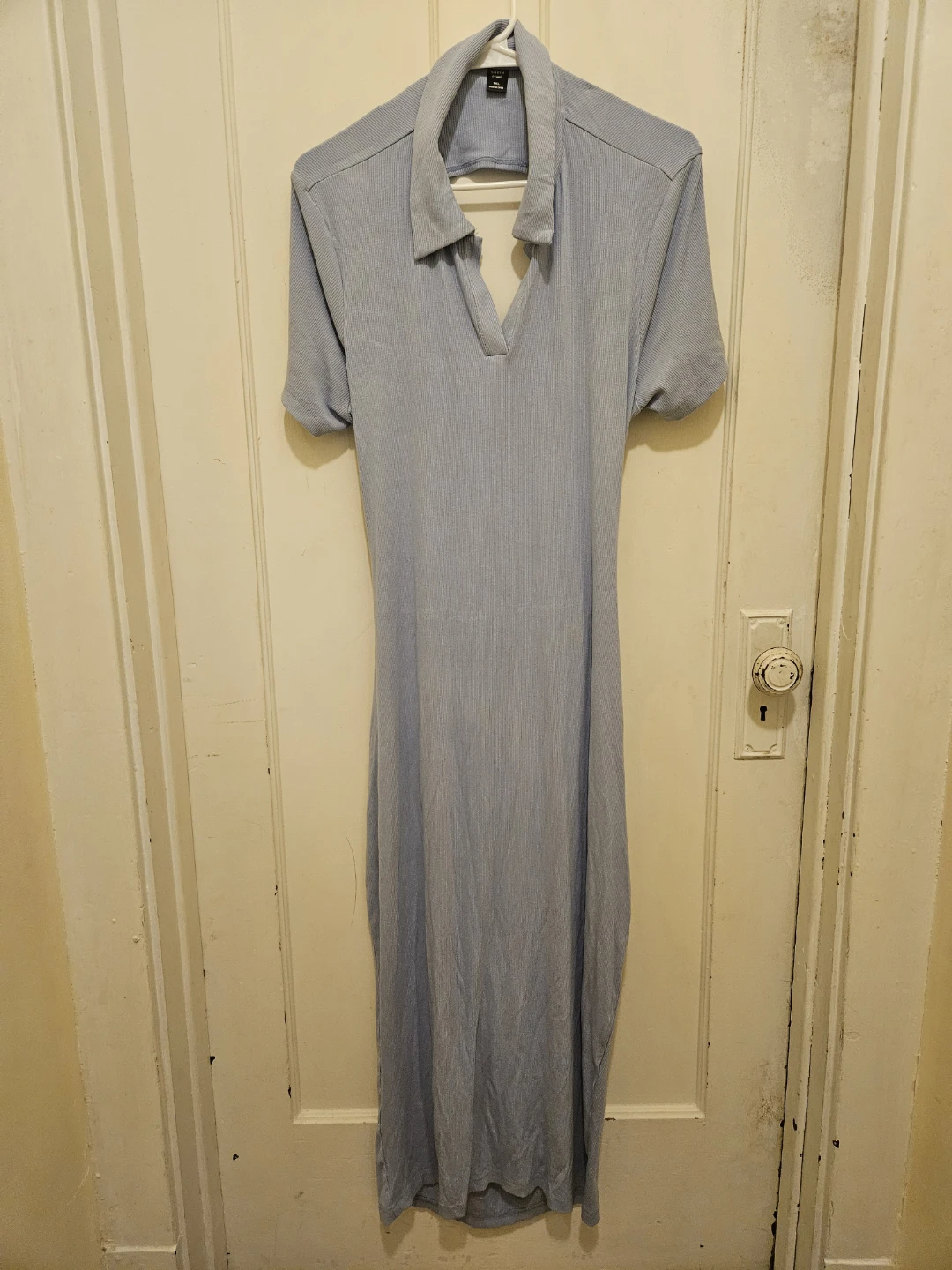 SHEIN Curve Blue Ribbed Maxi Dress