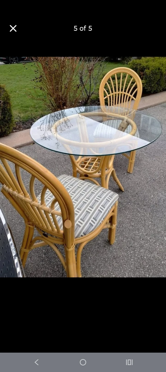 80's Retro 3-Piece Boca Rattan Wicker Set Table - photo 5