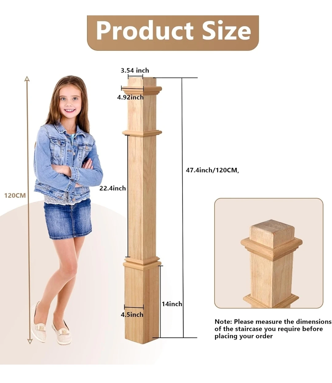 Bimiti 48 Inch Red Oak Stair Newel Post - photo 3