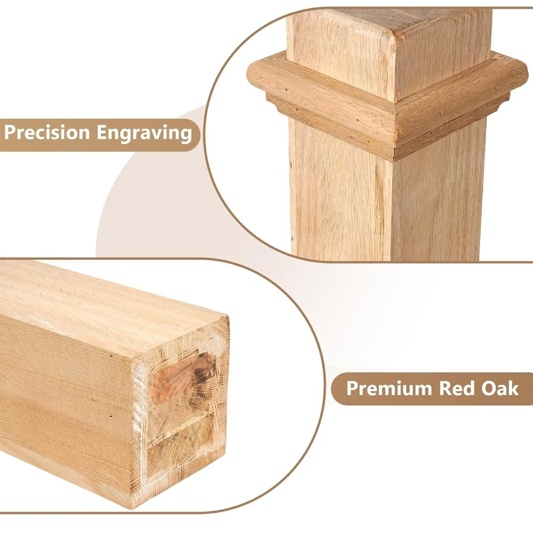 Bimiti 48 Inch Red Oak Stair Newel Post - photo 4