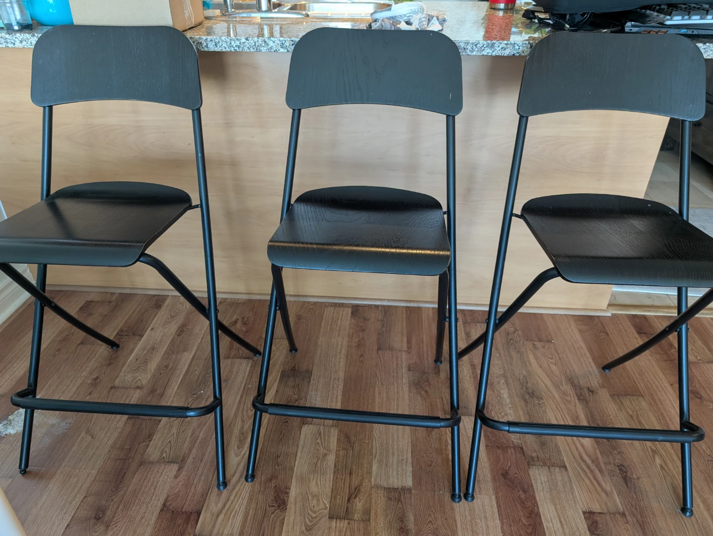 Set of 3 Black Folding Bar Stools IKEA