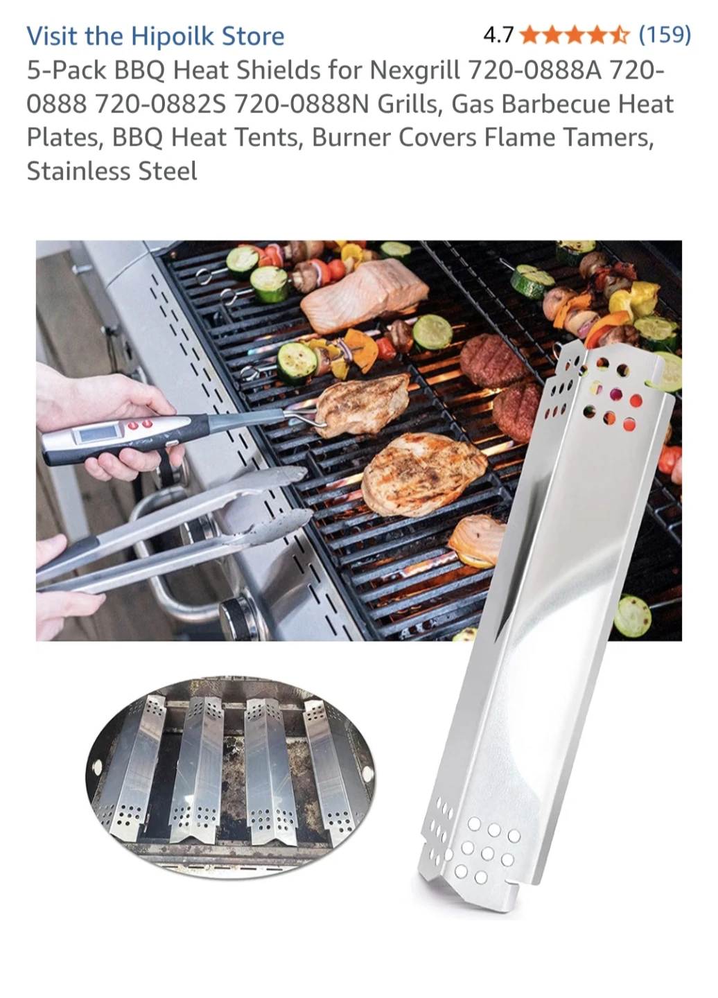 4-Pack Stainless Steel BBQ Heat Shields for Nexgrill - photo 2