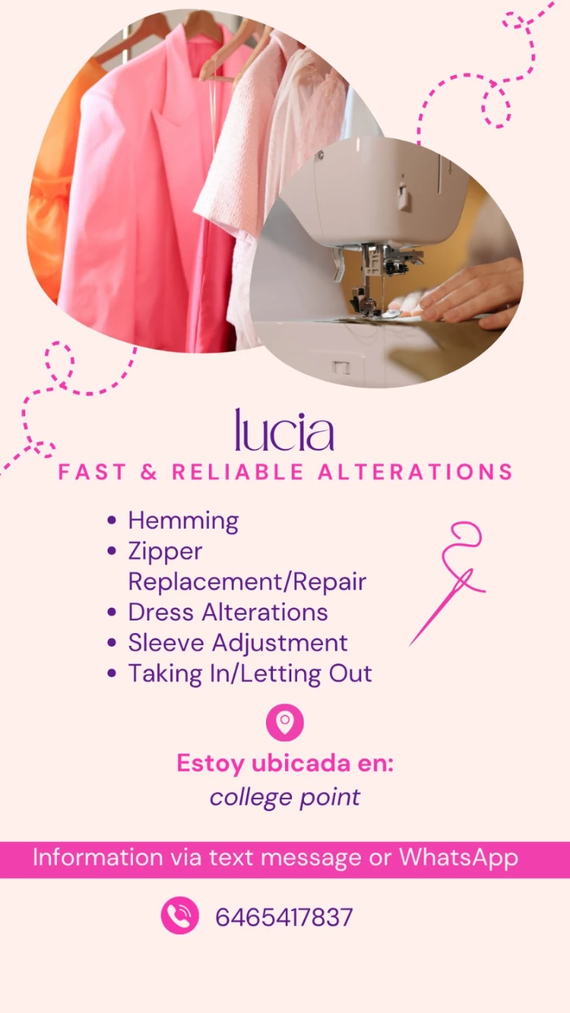 Clothing alterations are done.