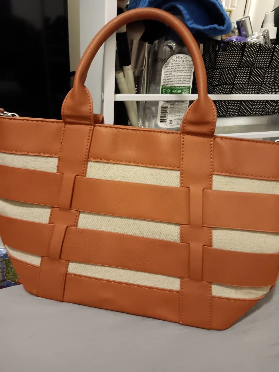 Orange Woven Tote Bag