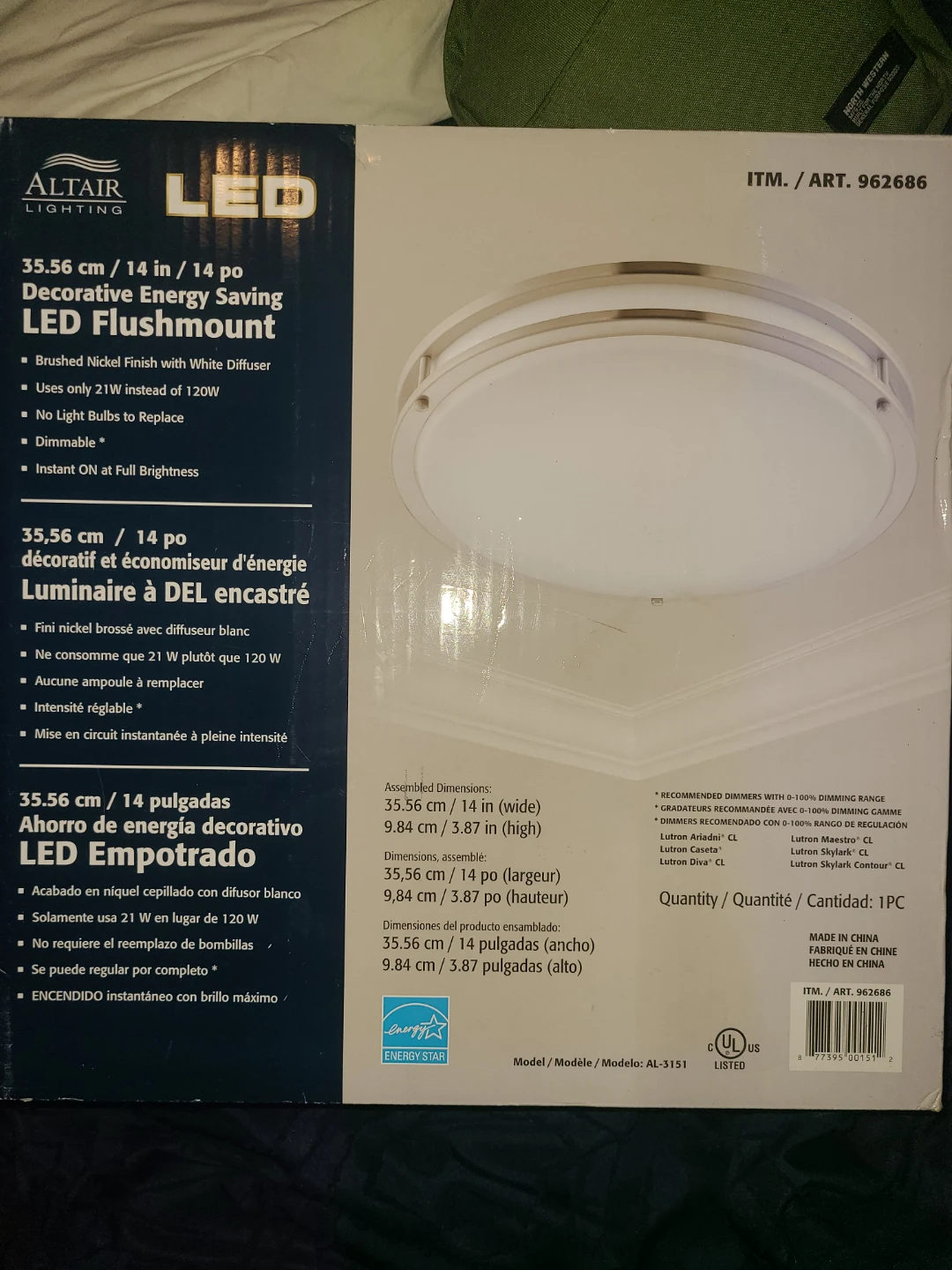 Altair Lighting 14" Decorative LED Flushmount