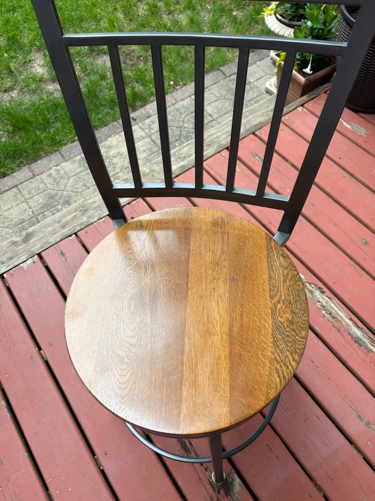 Swivel Bar Stool with Wood Seat and Metal Back - photo 3