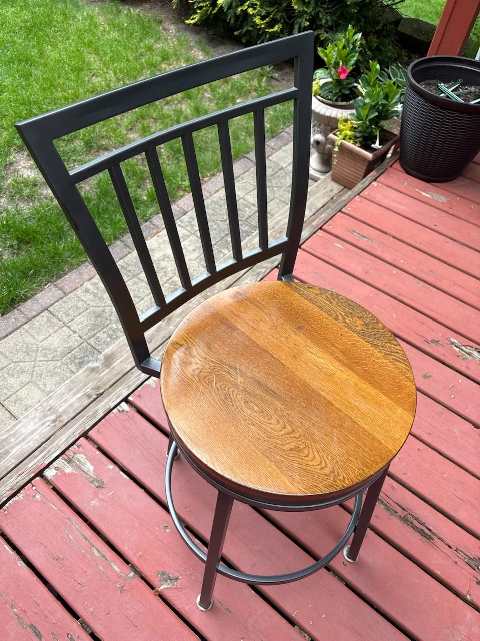 Swivel Bar Stool with Wood Seat and Metal Back - photo 4