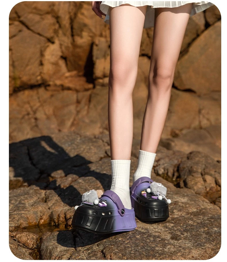 Women's Platform Clogs with Fuzzy Charms - photo 2