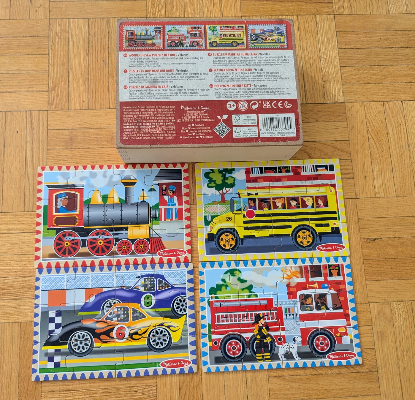 Melissa & Doug Wooden Puzzles Set - Vehicles