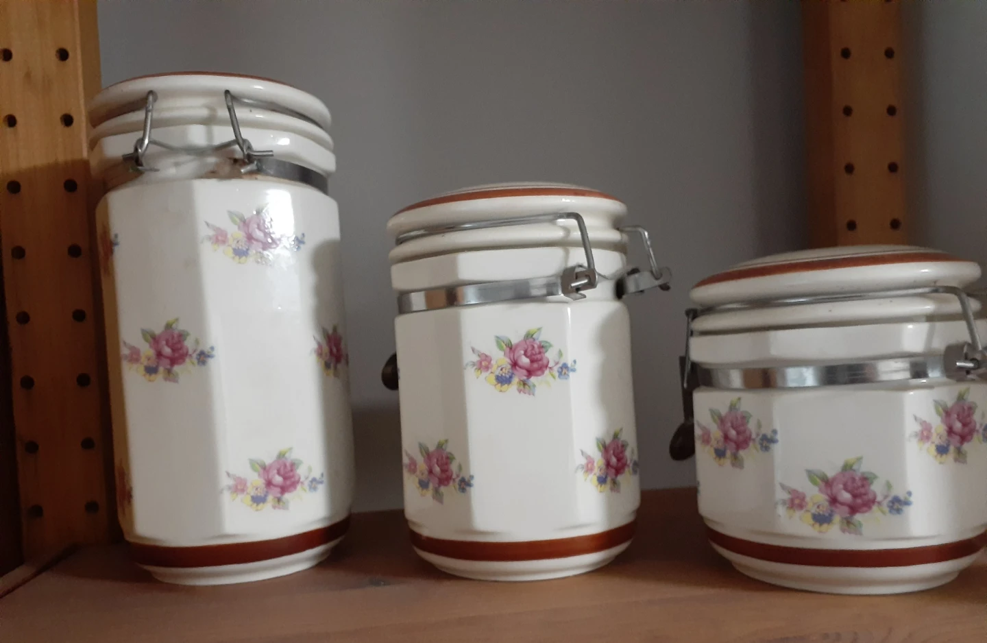 Ceramic Floral Kitchen Canisters Set of 3