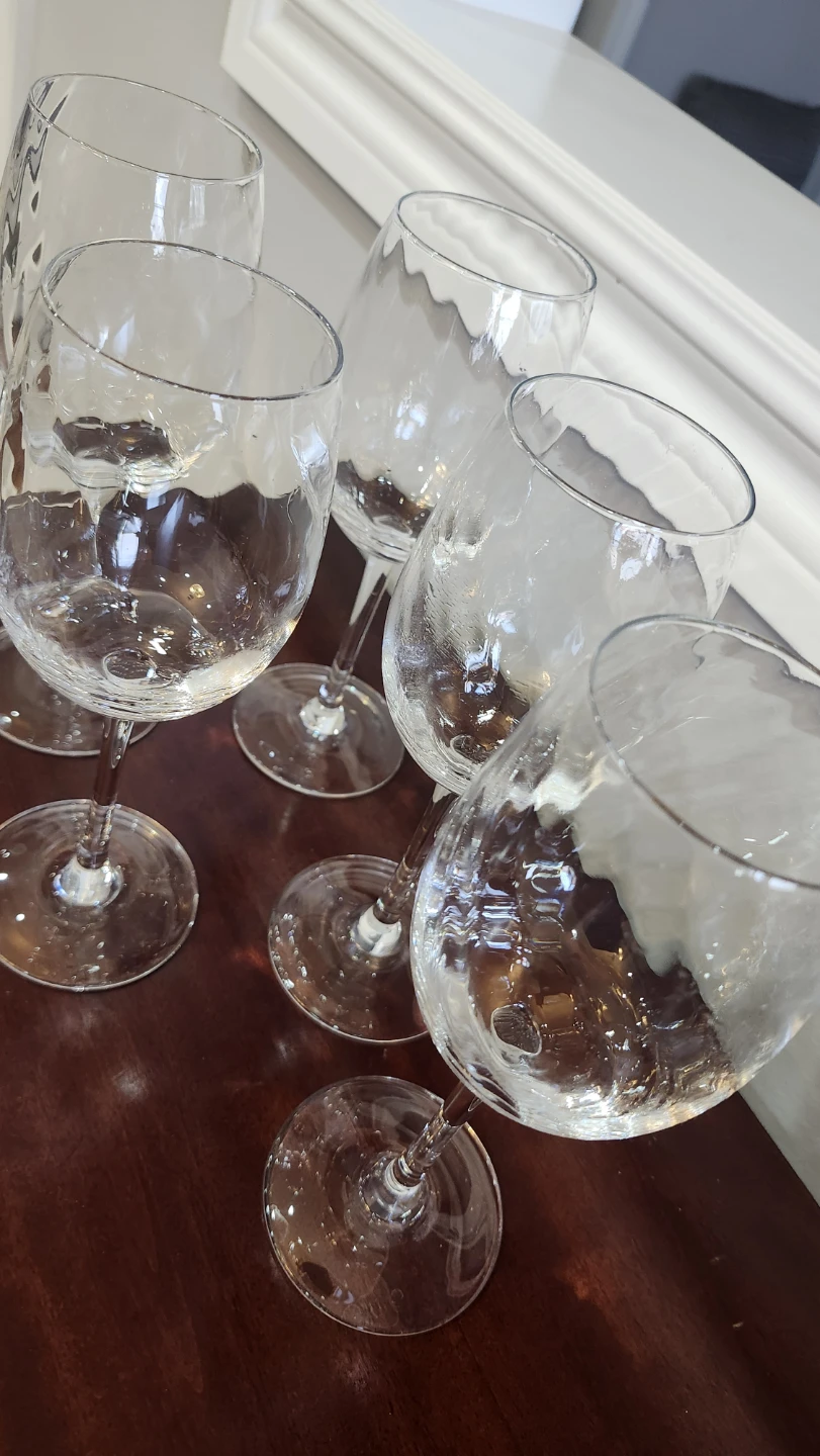 Set of 5 Textured Crystal Wine Glasses - photo 2