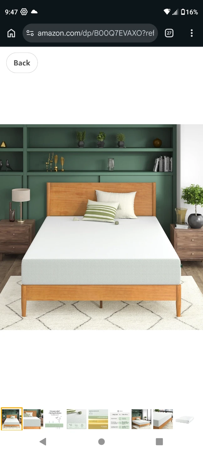 Zinus Memory Foam 10 Inch Green Tea Mattress, Full, White