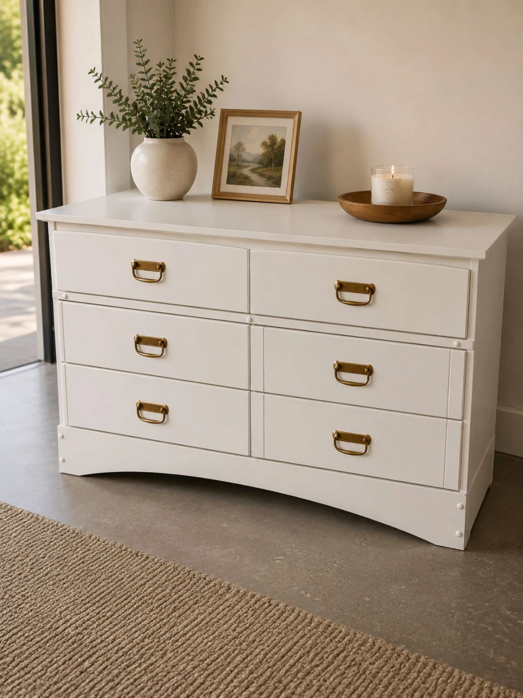 White Six-Drawer Dresser
