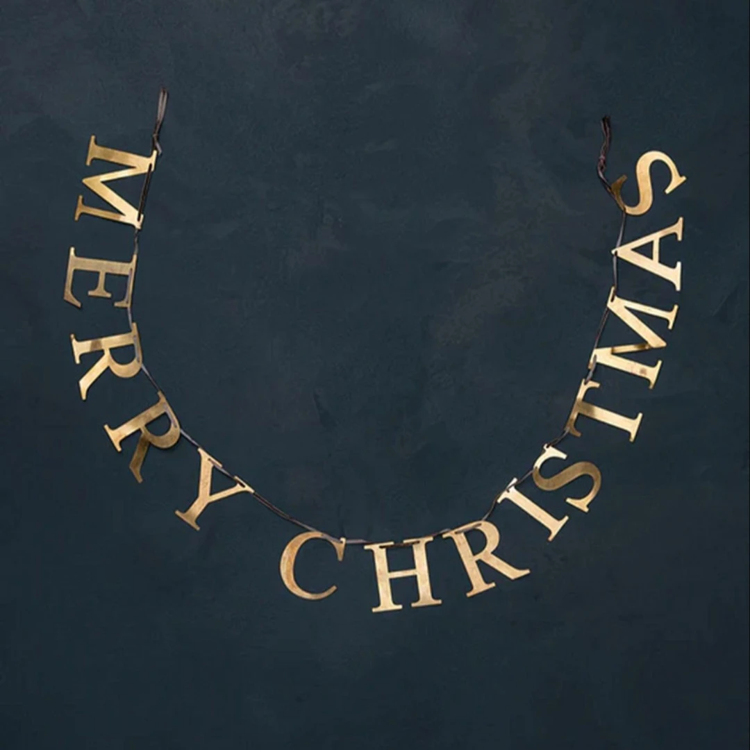 NEW Merry Christmas Metal Banner 55" | Brass Garland Decor