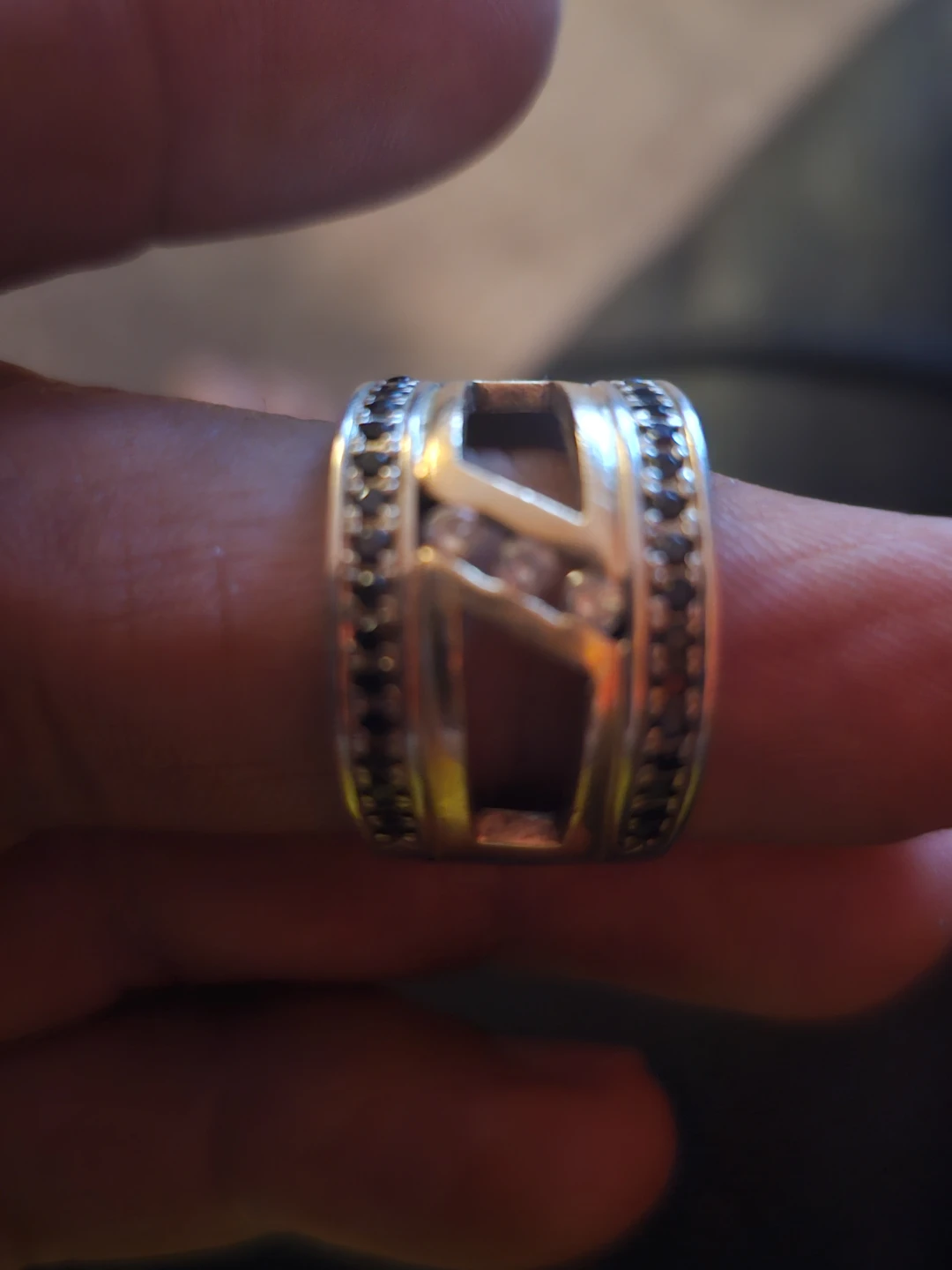 Statement Ring with Black and Clear diamonds