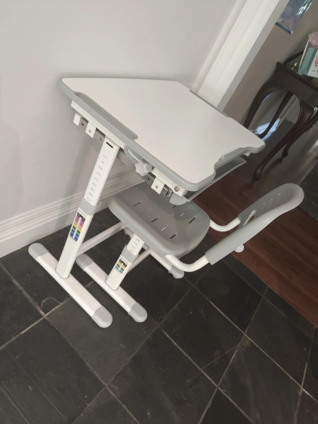 VIVO Gray Height Adjustable Childrens Desk and Chair Set - photo 2