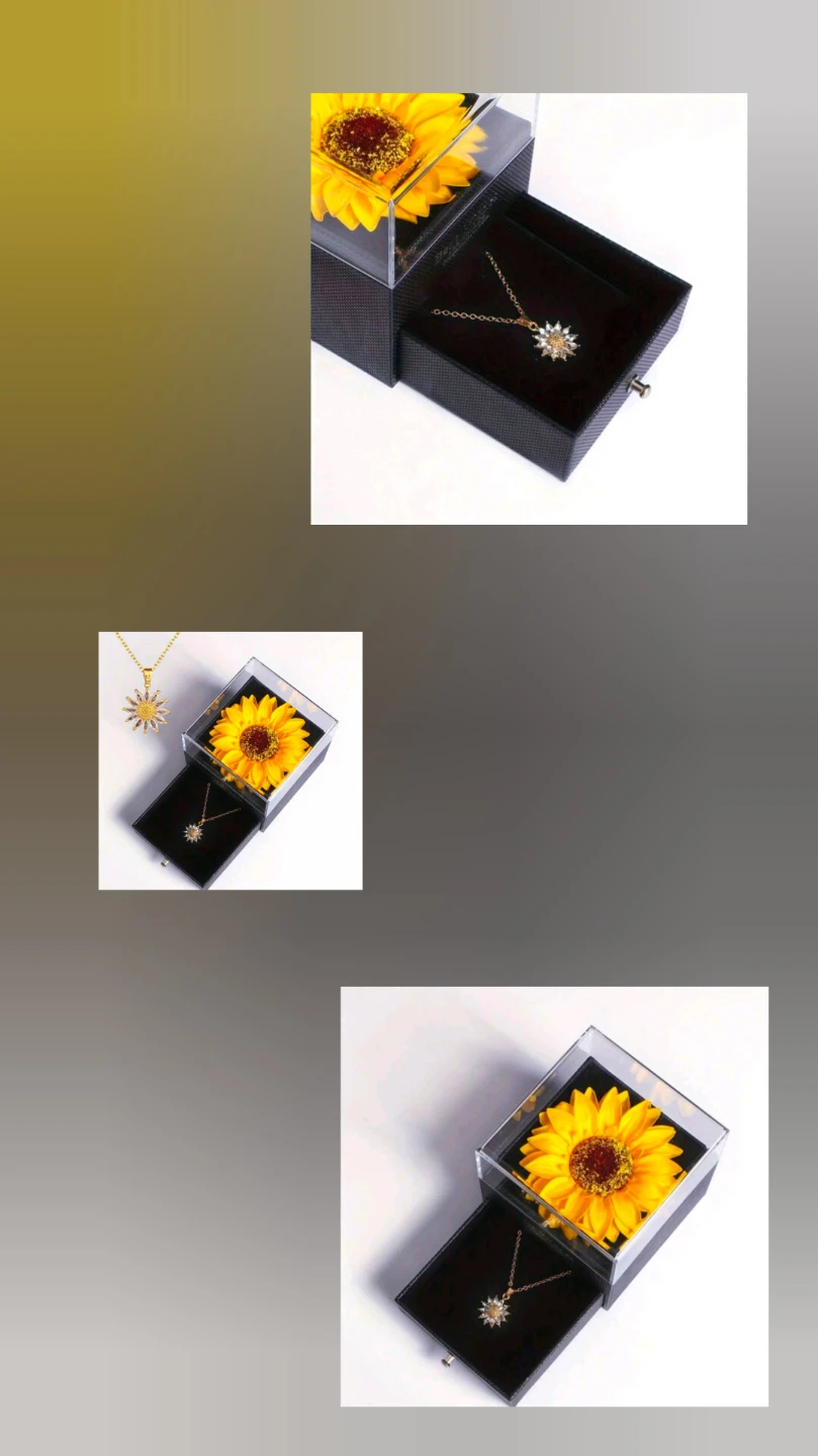 Preserved Rose/Sunflower with "I Love You" Necklace Gift Box - photo 2