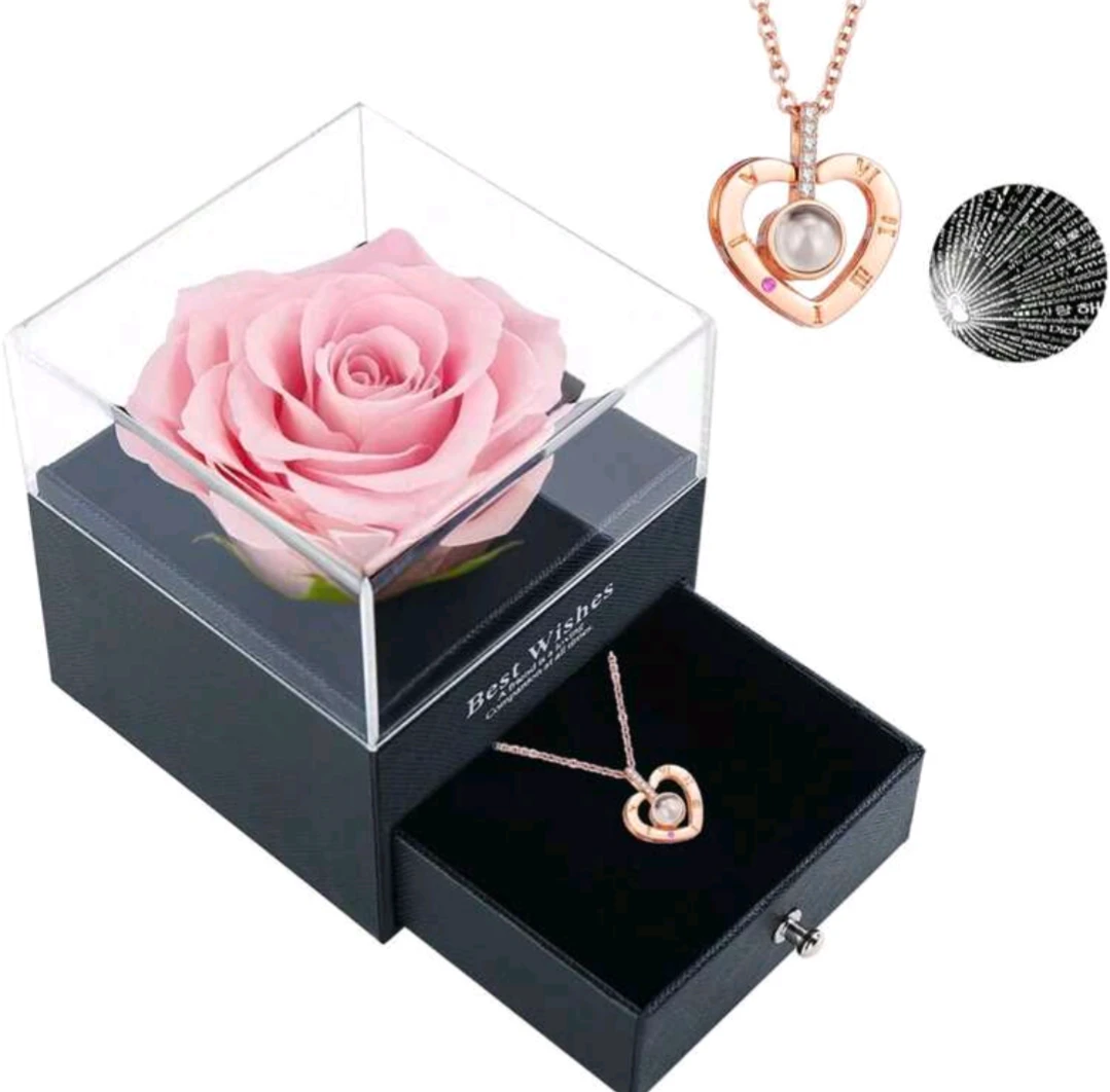 Preserved Rose/Sunflower with "I Love You" Necklace Gift Box - photo 3