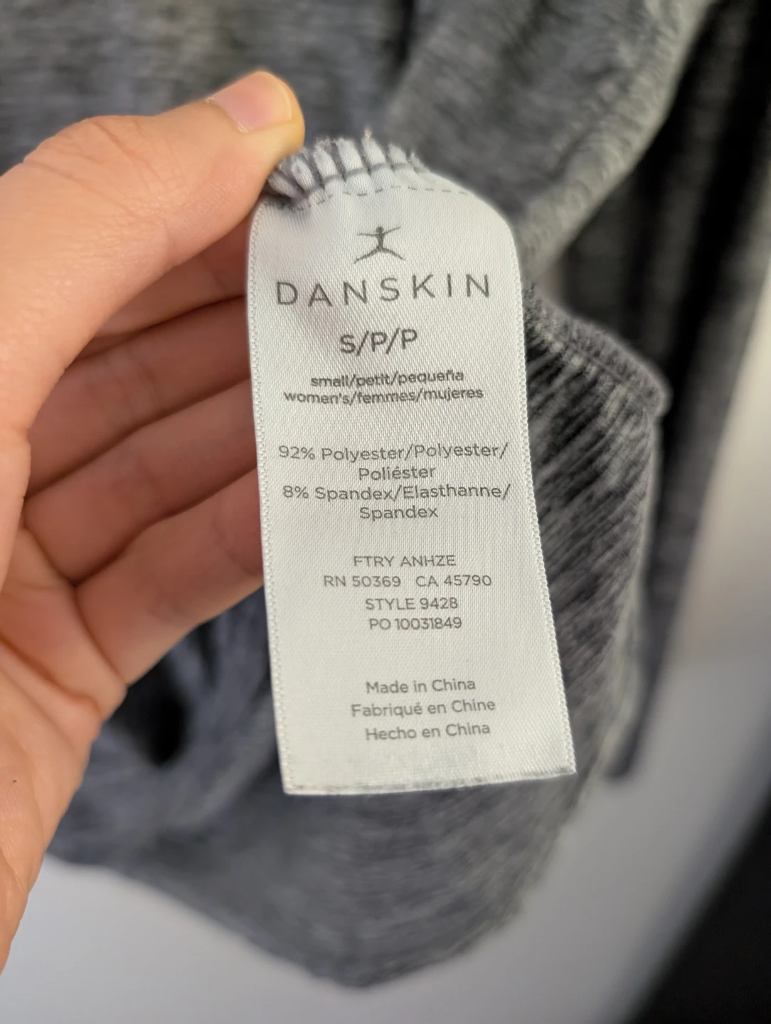 Danskin Women's Long Sleeve V-Neck Gray Workout Top Activewear - photo 2