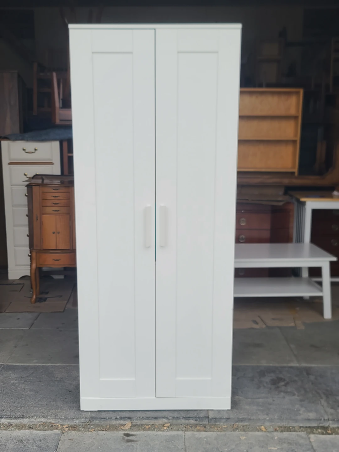 White 2-Door Wardrobe with Shelves