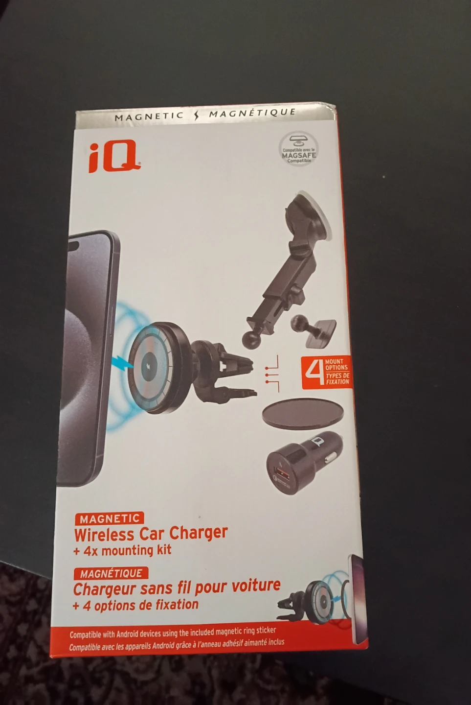 iQ Magnetic Wireless Car Charger + 4 Mounting Kit