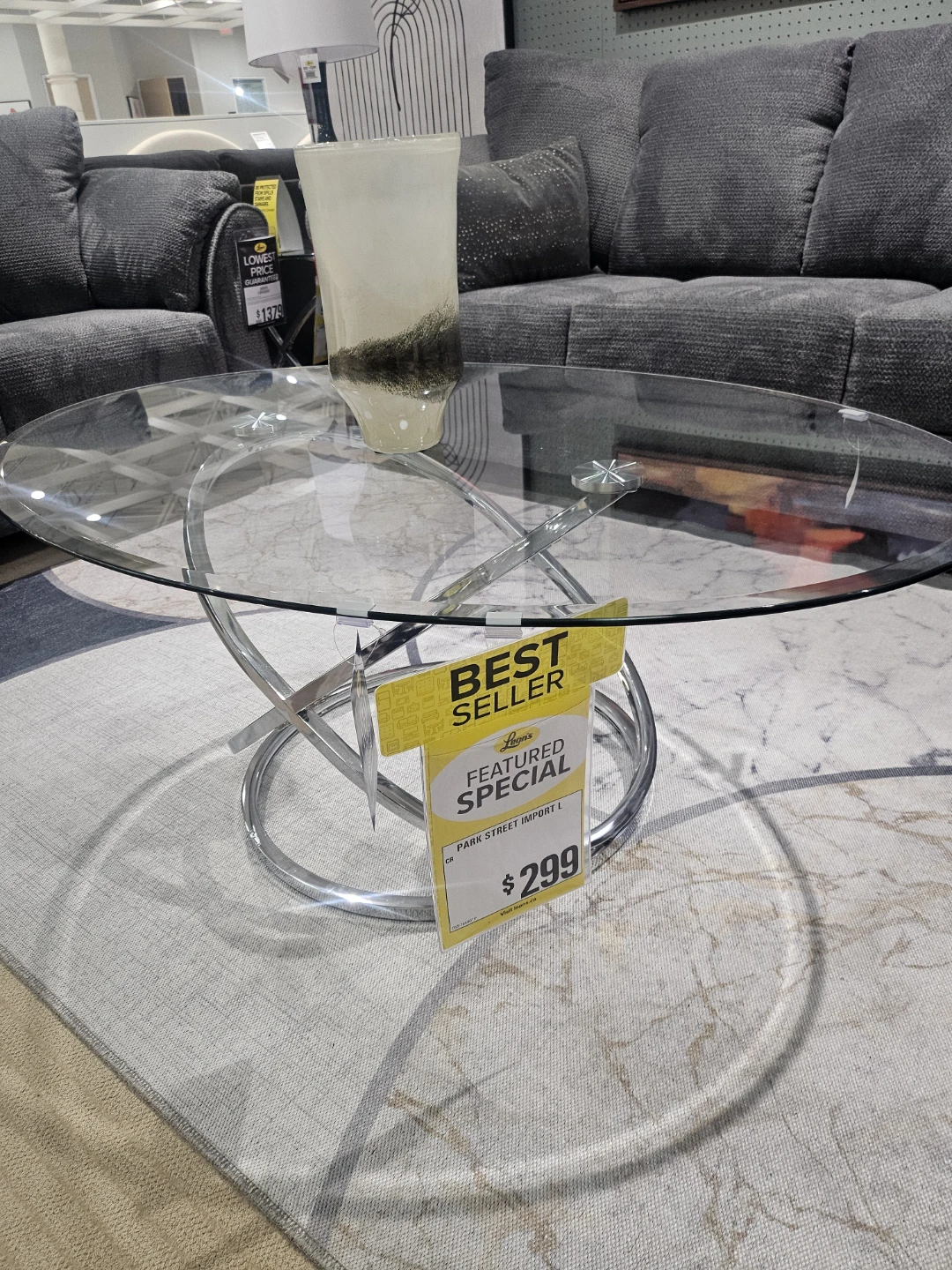 Glass and Chrome Oval Coffee Table - photo 2