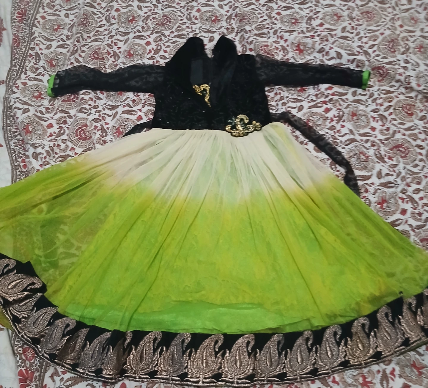 Girls Black and Green Ombre Dress