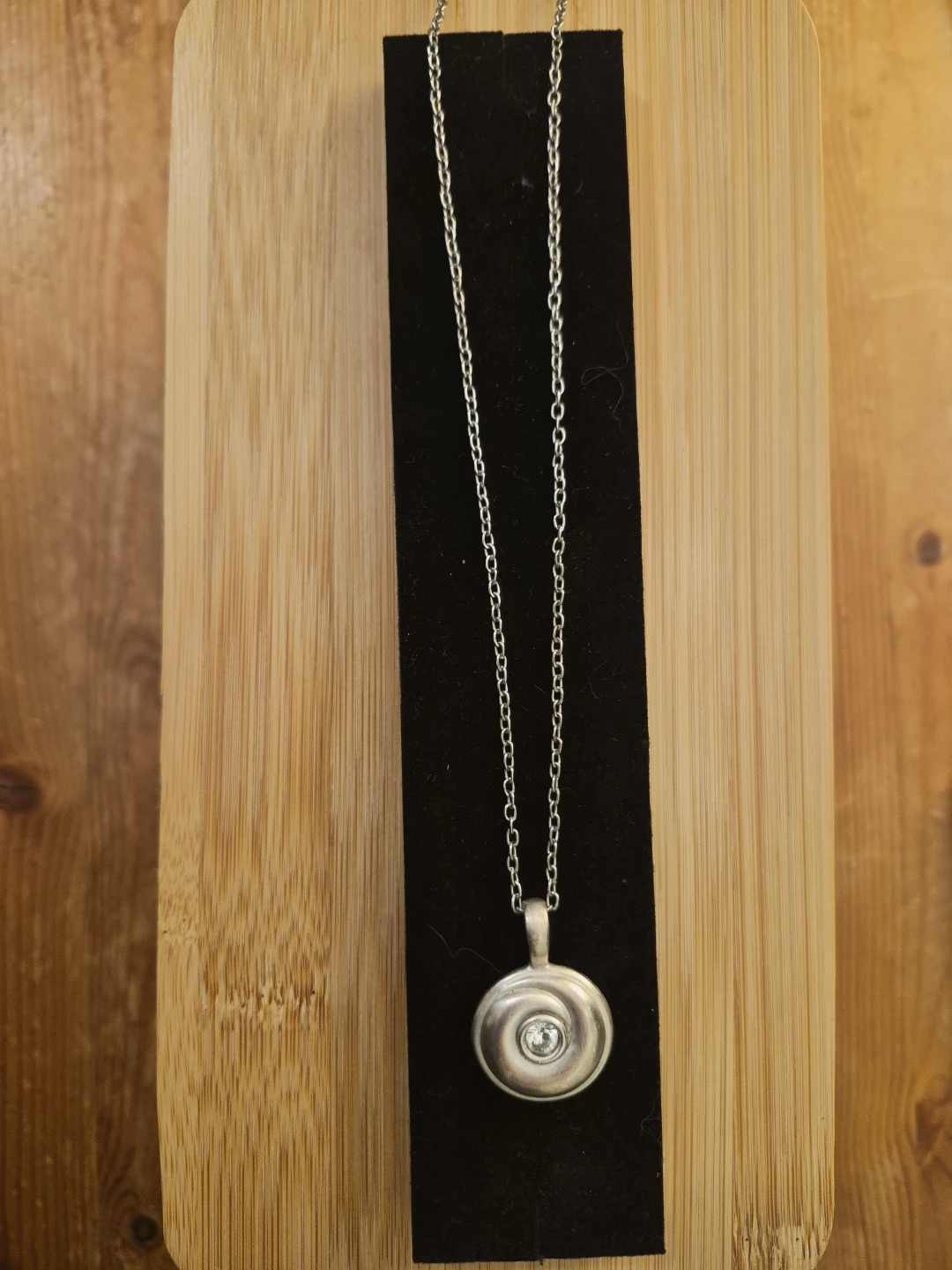 Vintage Jackie Spector Signed Silver Spiral Pendant Necklace - photo 2