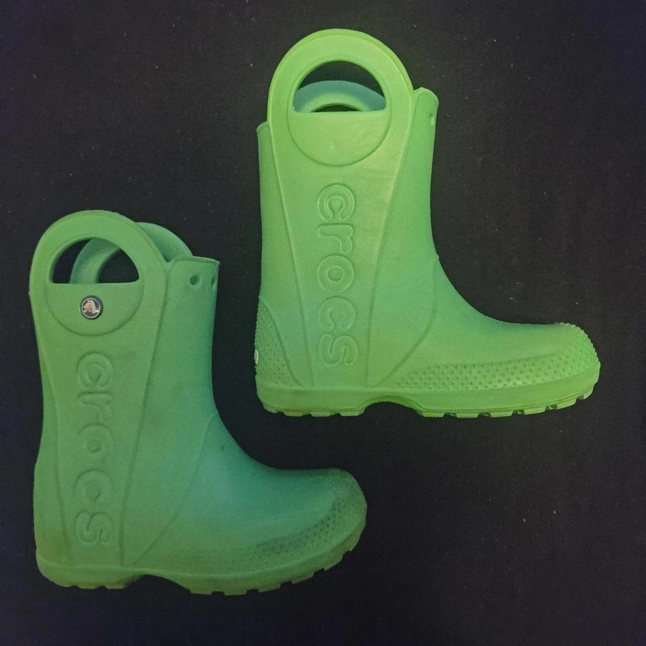 Green Crocs kids Rain Boots