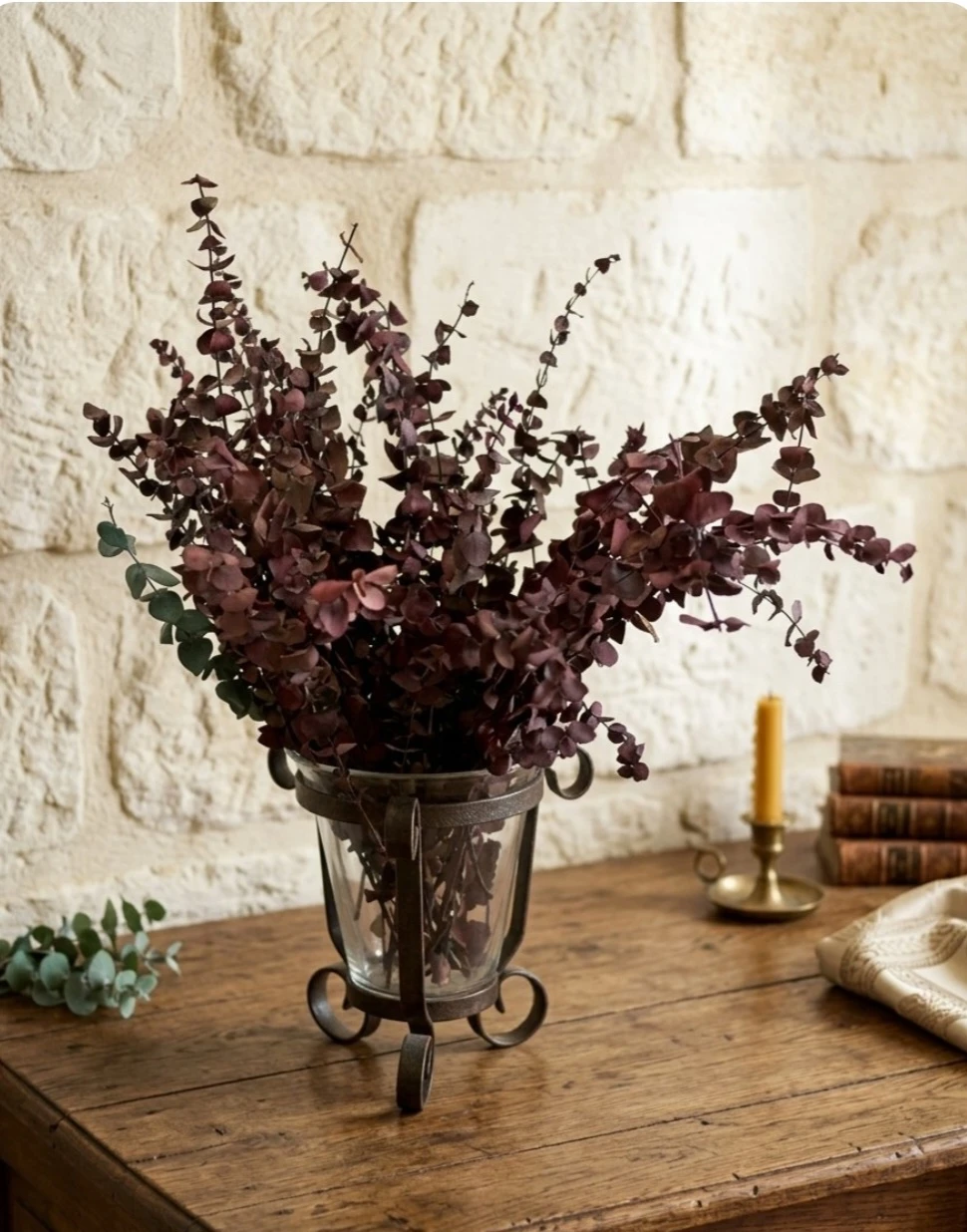 Glass and Iron Vase with Artificial Flowers - photo 3