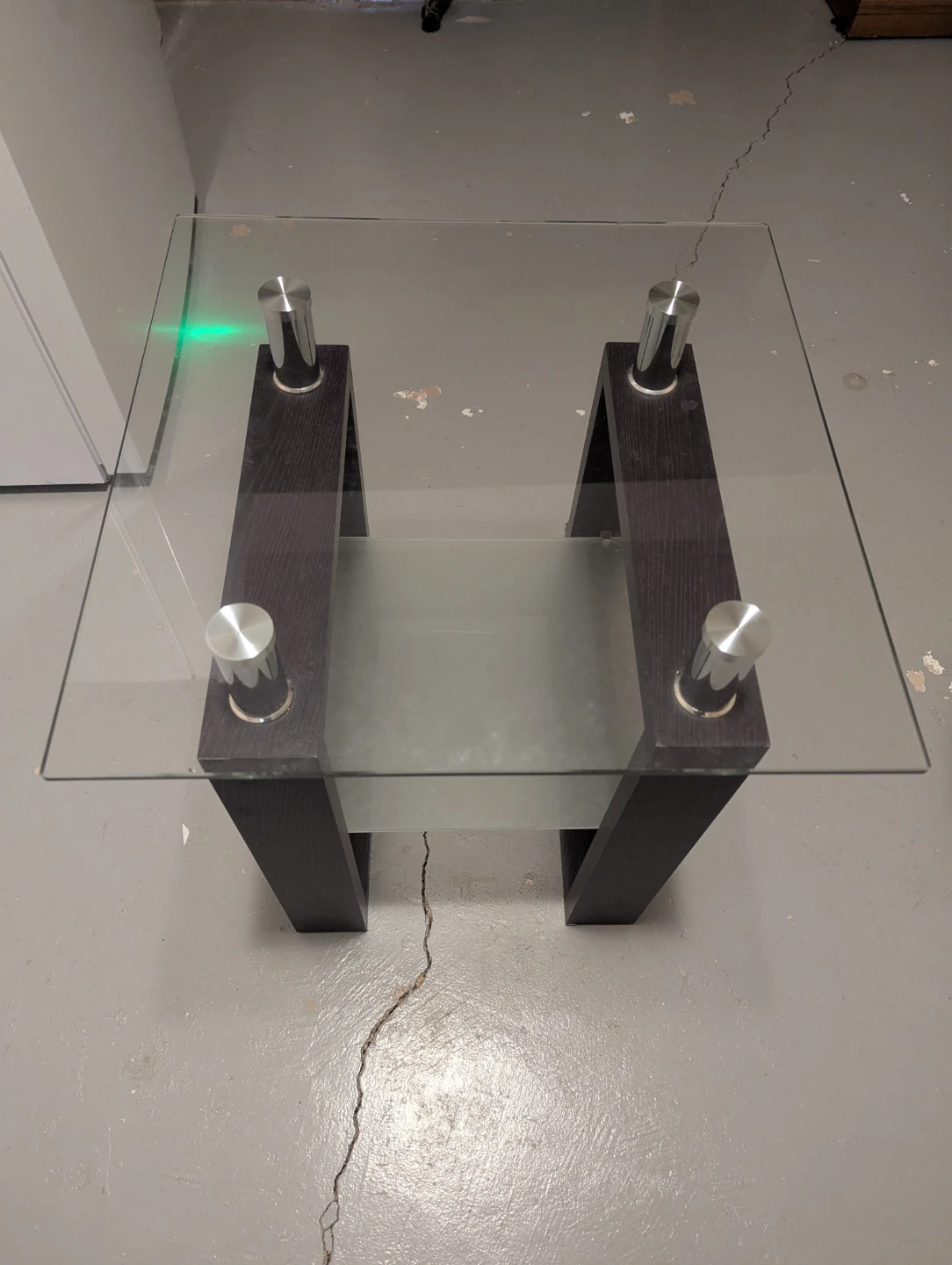 Glass and Dark Wood Coffee Table