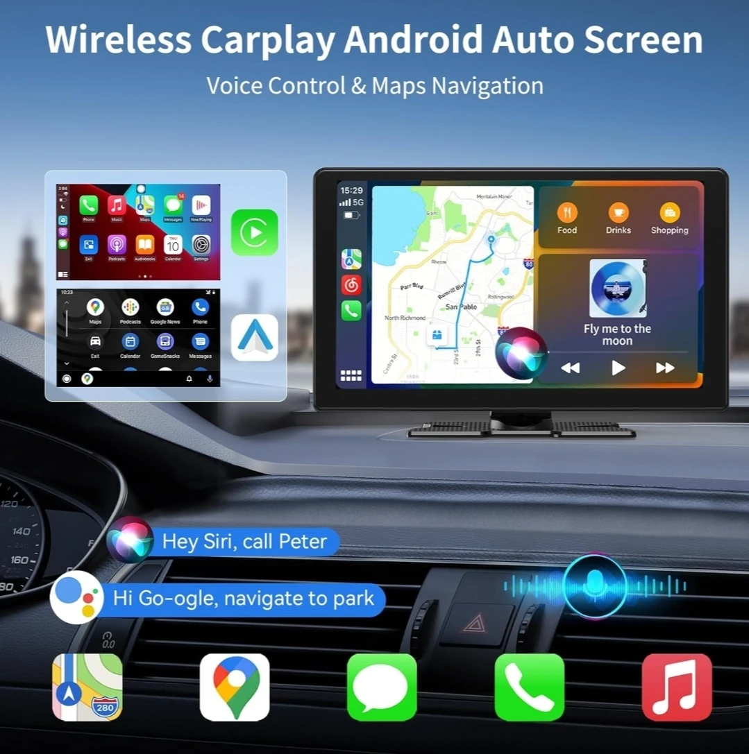 9 inch Wireless CarPlay Android Auto Screen - photo 2