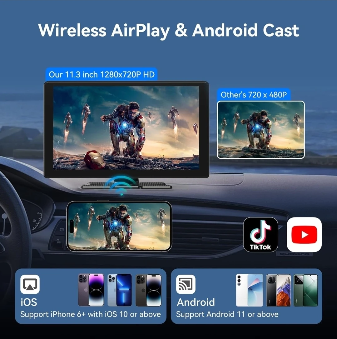 9 inch Wireless CarPlay Android Auto Screen - photo 3