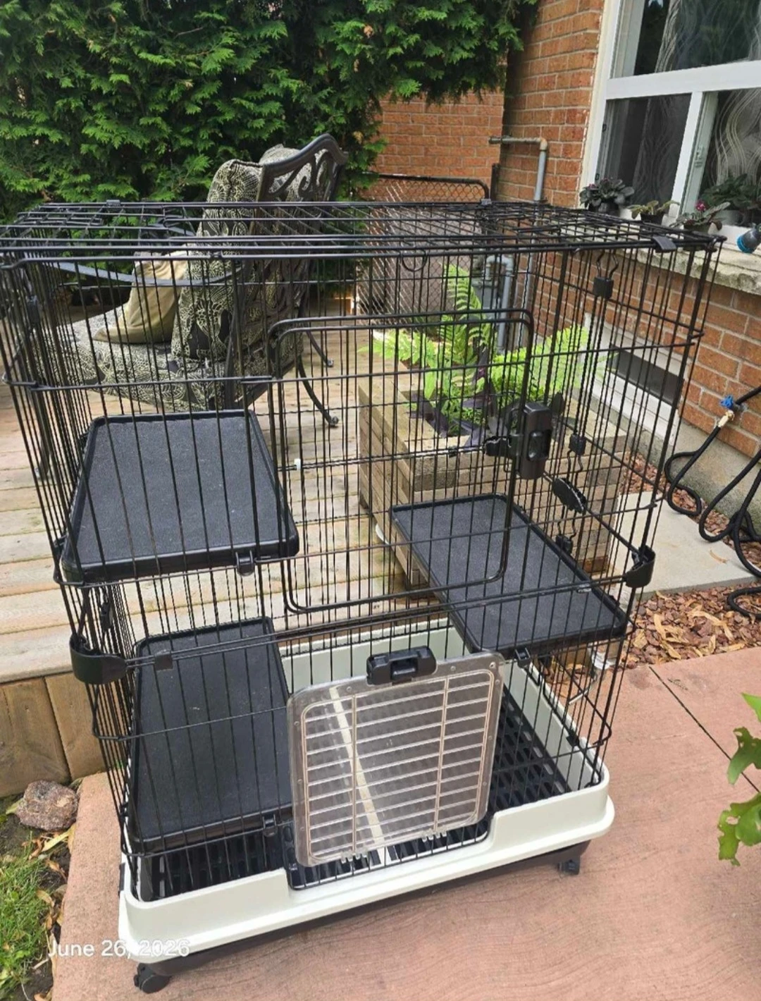 Multi-level Pet Cage with Wheels and Water Bottle