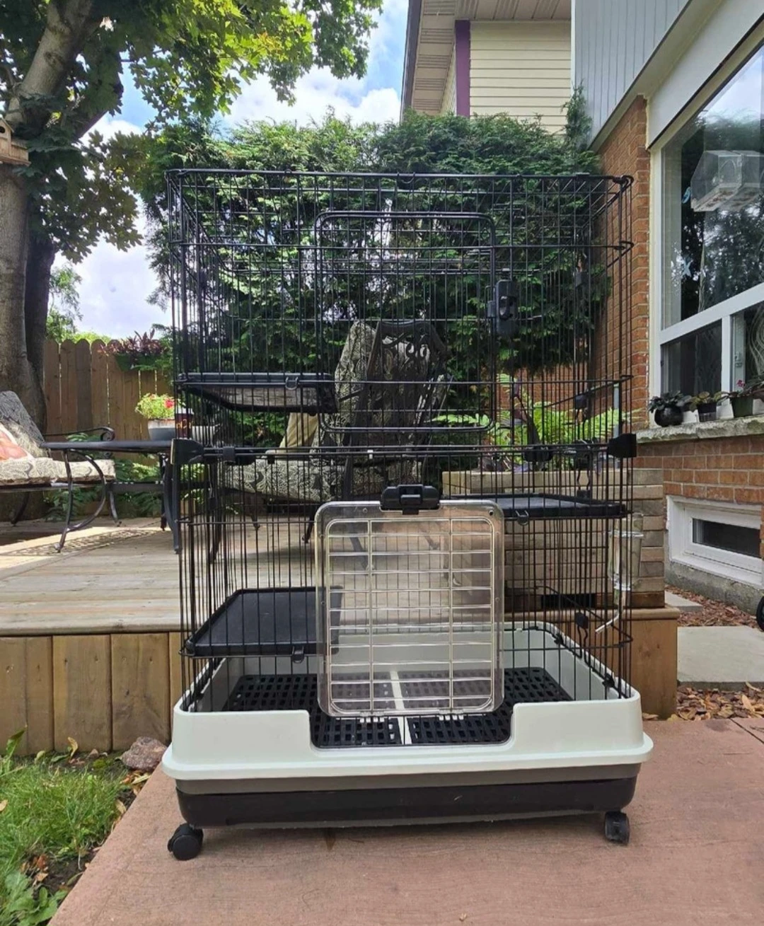 Multi-level Pet Cage with Wheels and Water Bottle - photo 5