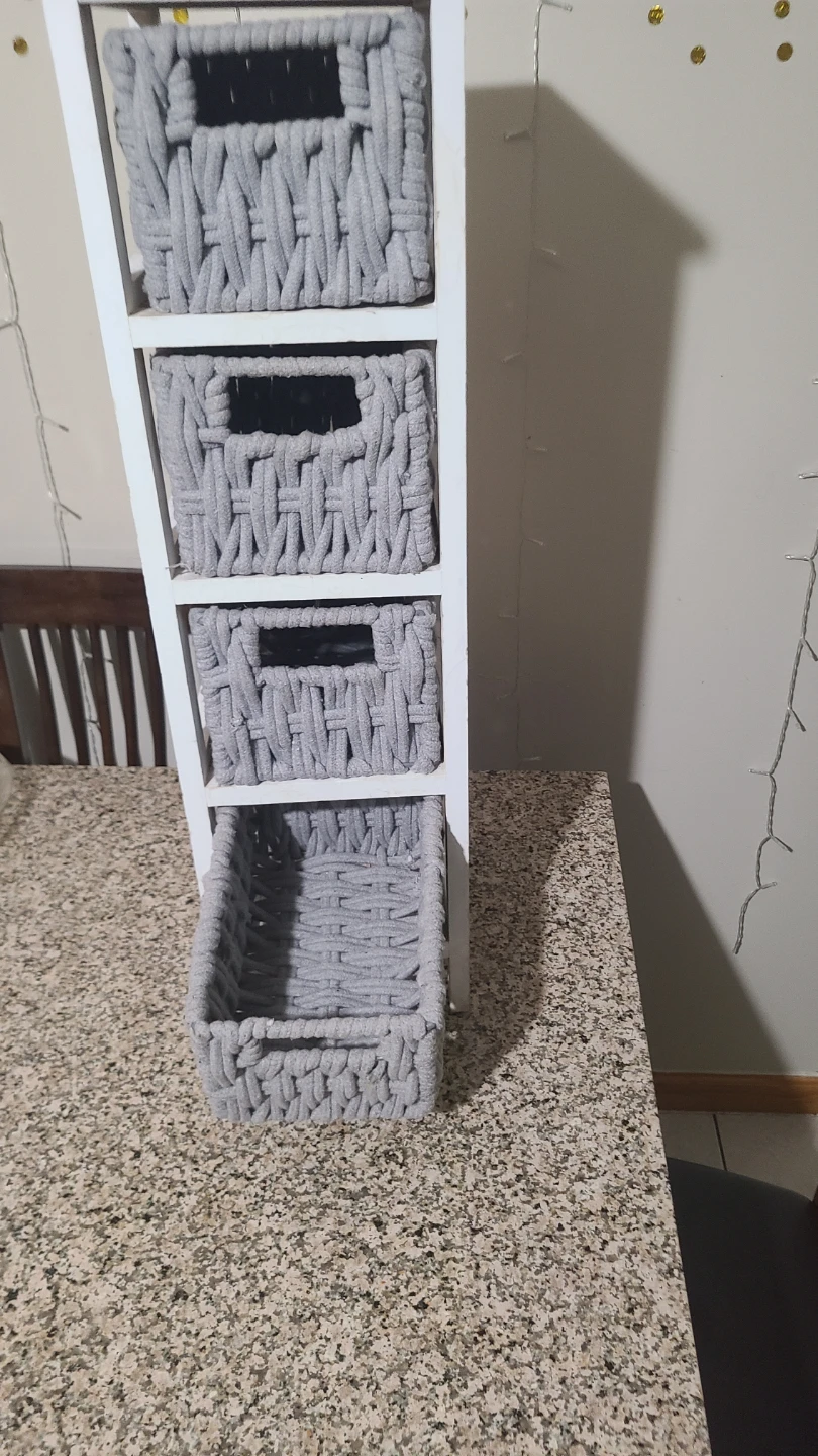 White 4-Drawer Storage Unit with Grey Baskets - photo 2