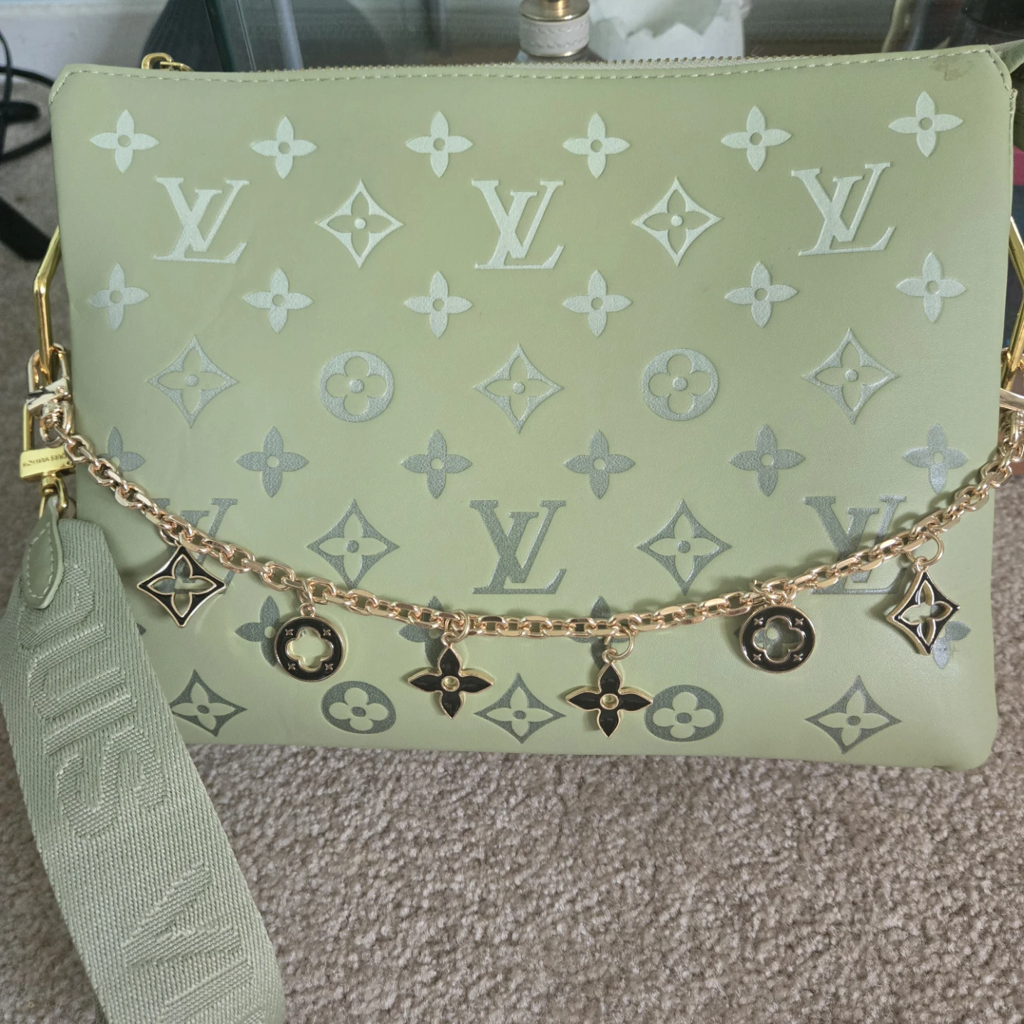 L V Monogram Pouch Bag - Light Green