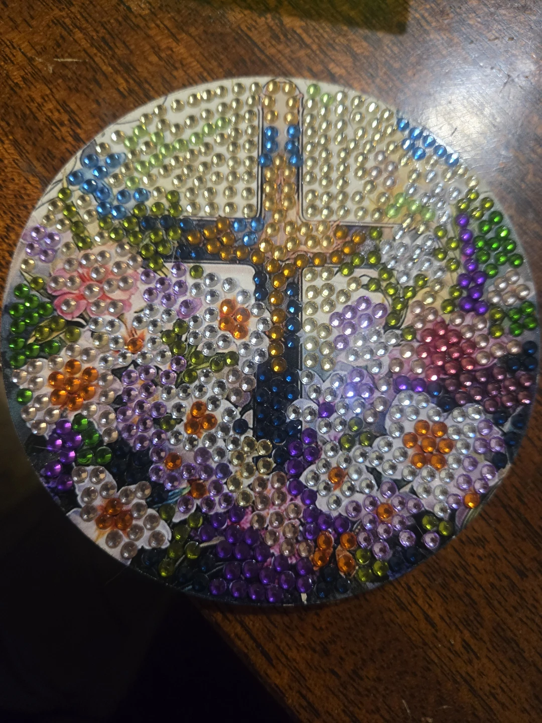Diamond Art Coaster - Cross and Flowers