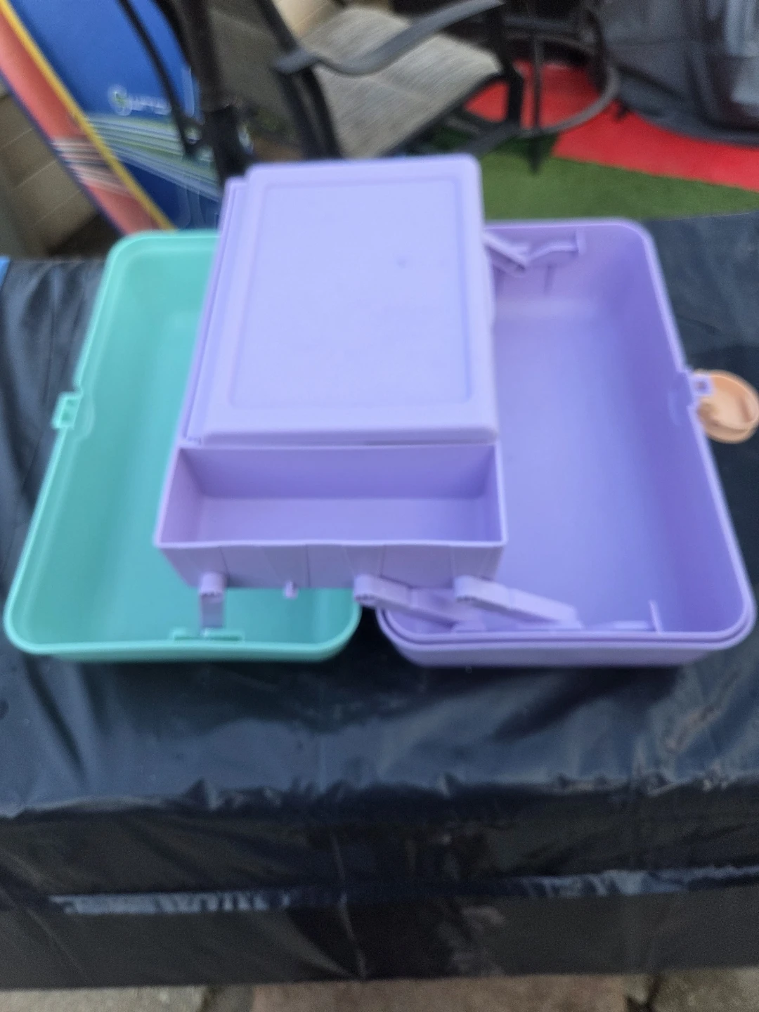 Purple and Teal Train Case with Mirror - photo 3