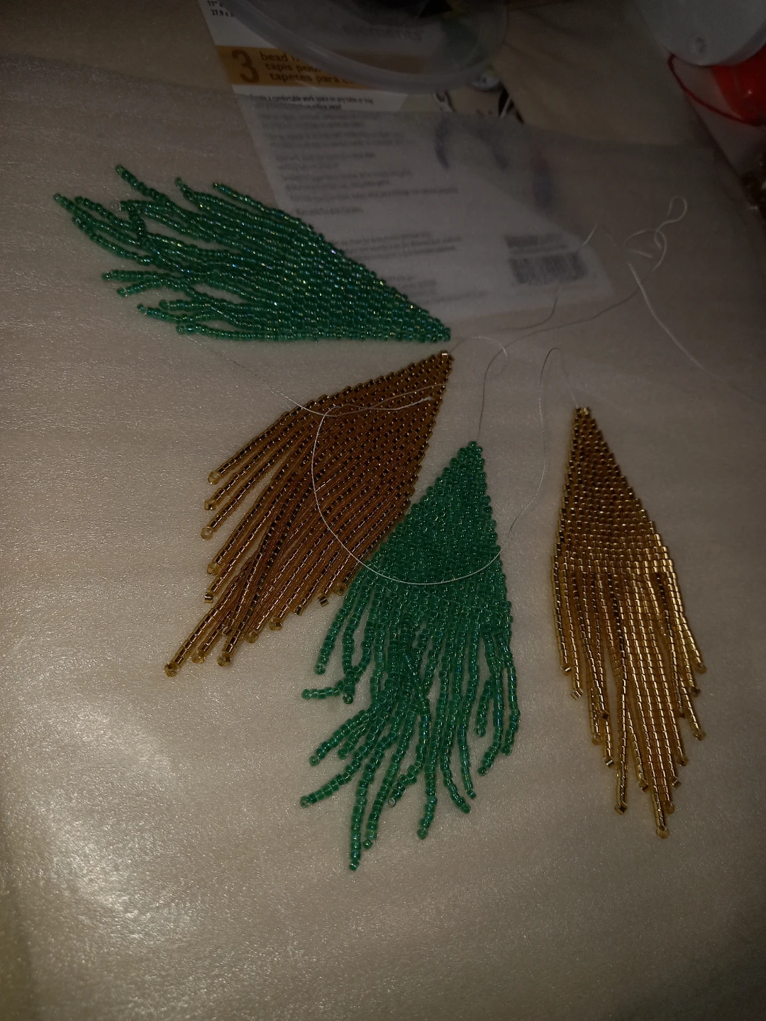 Beaded Fringe Earrings (Gold, Green, Silver) - photo 4