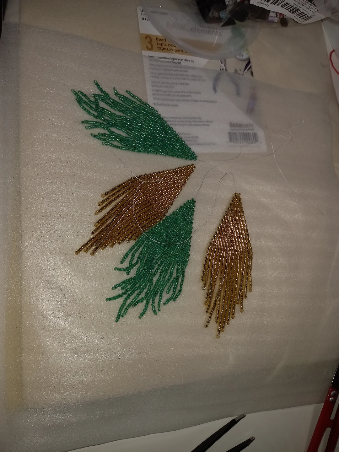 Beaded Fringe Earrings (Gold, Green, Silver) - photo 5