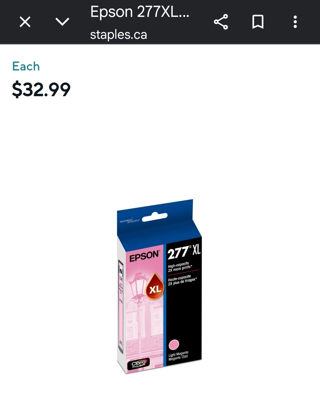 NEW! Genuine Epson 277XL Black & Magenta Ink - photo 2