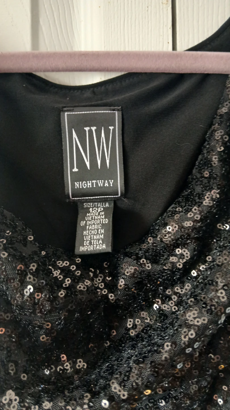 Nightway Black Sequin Embellished Ruched Maxi Dress Size 12P - photo 2