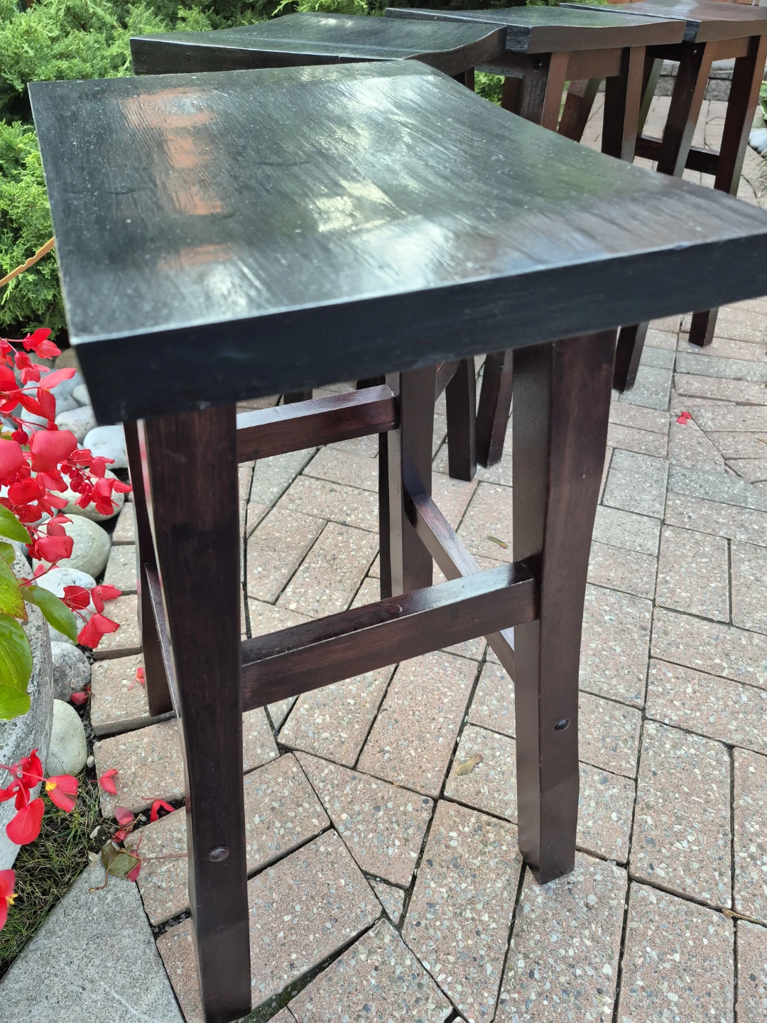Set of 4 Wooden Bar Stools - photo 5