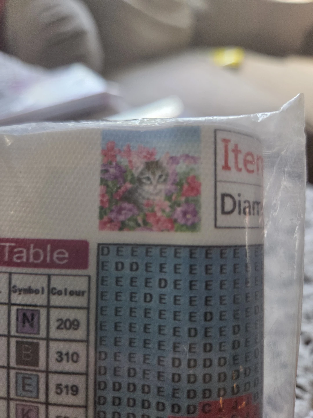 Diamond Painting Kit with Kitten and Flowers