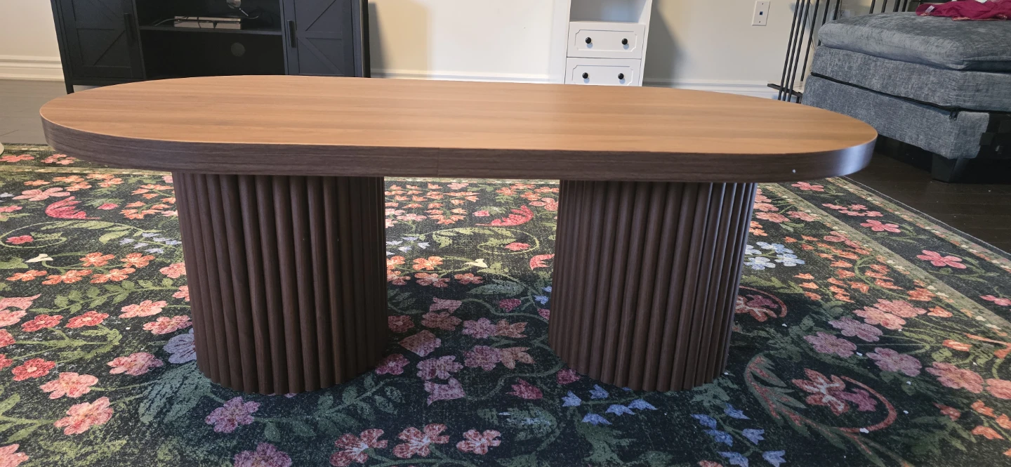 Wood Coffee Table with Fluted Base