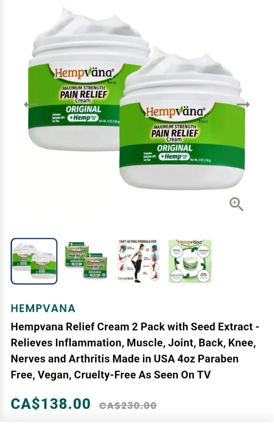 HempVana Maximum Strength Pain Relief Cream - Original
