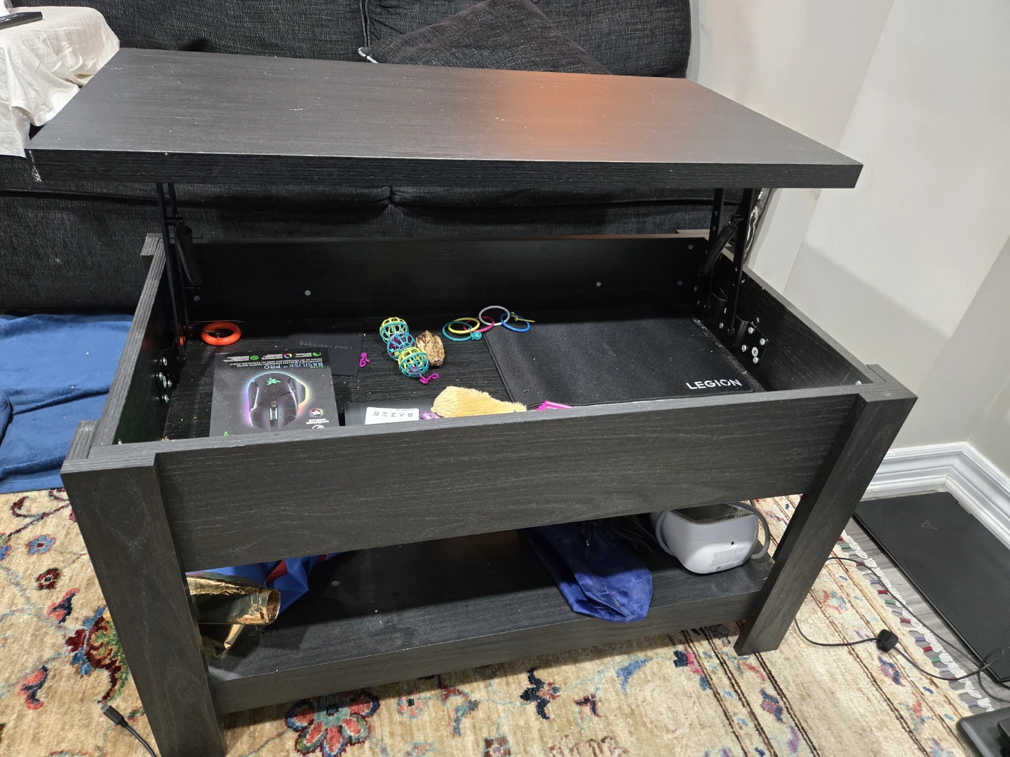 Black Coffee Table with Lift Top Storage - photo 4