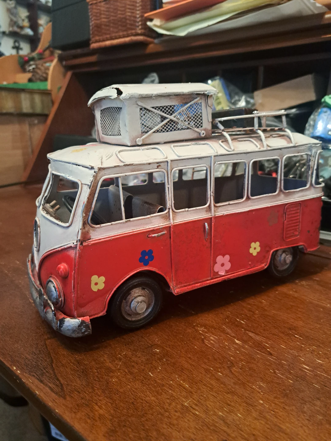 Vintage Style Camper Van Metal Model