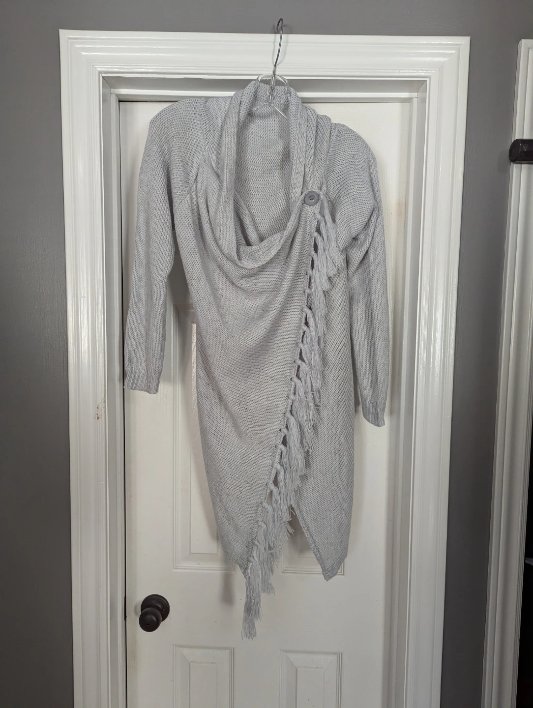Light Grey Cardigan with Tassels - photo 3